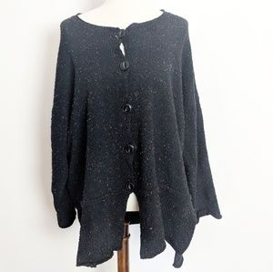 Flax Black Button-Up Cardigan